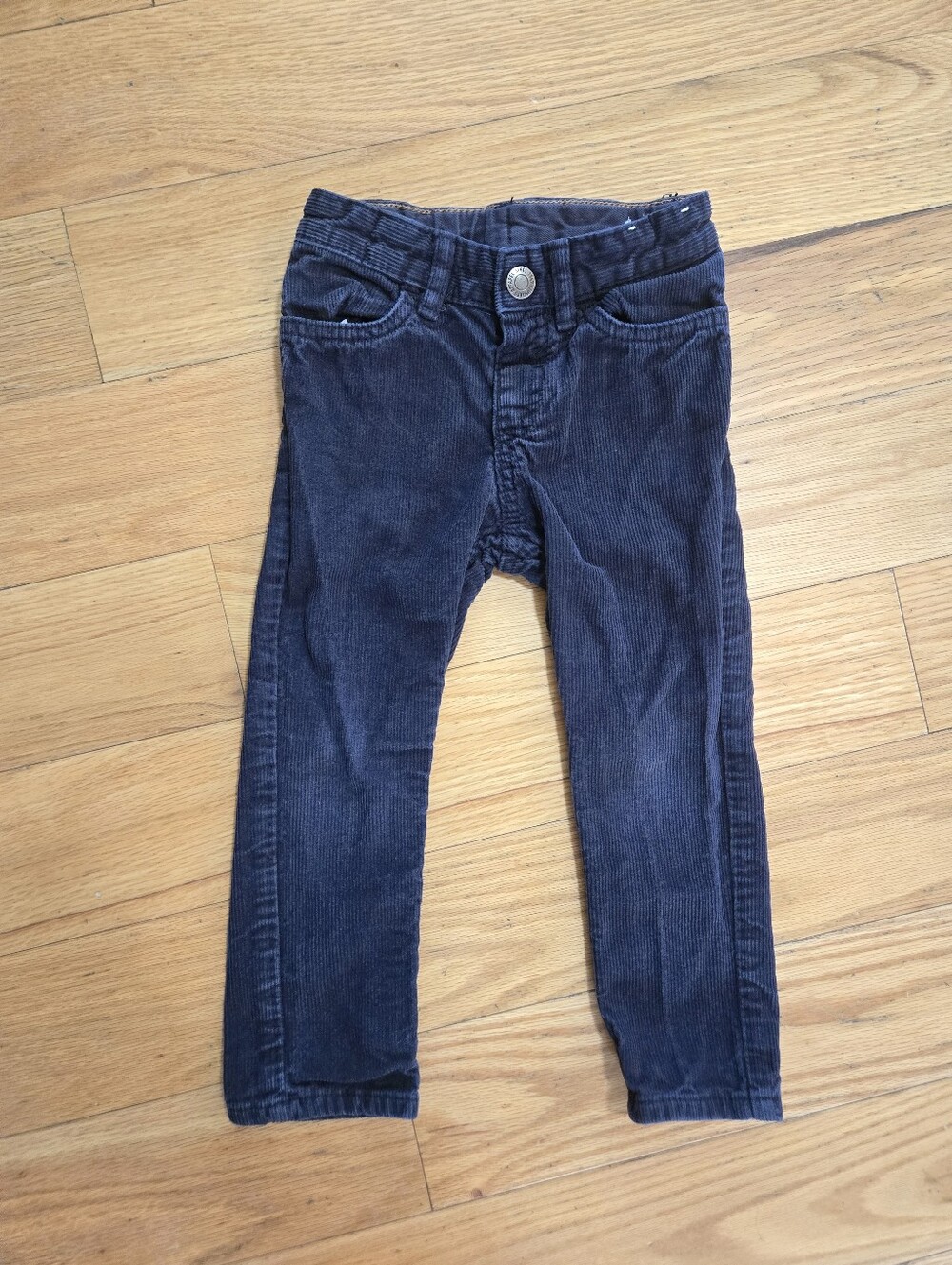 H&M Boys Navy Corduroy Slim Fit Pants Size 3T Adjustable Waist